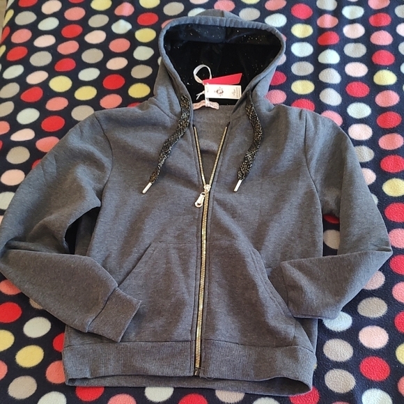 Red Marine Tops - NWT Gray Hoodie with Sparkel Detail by Red Marine Ladies Medium